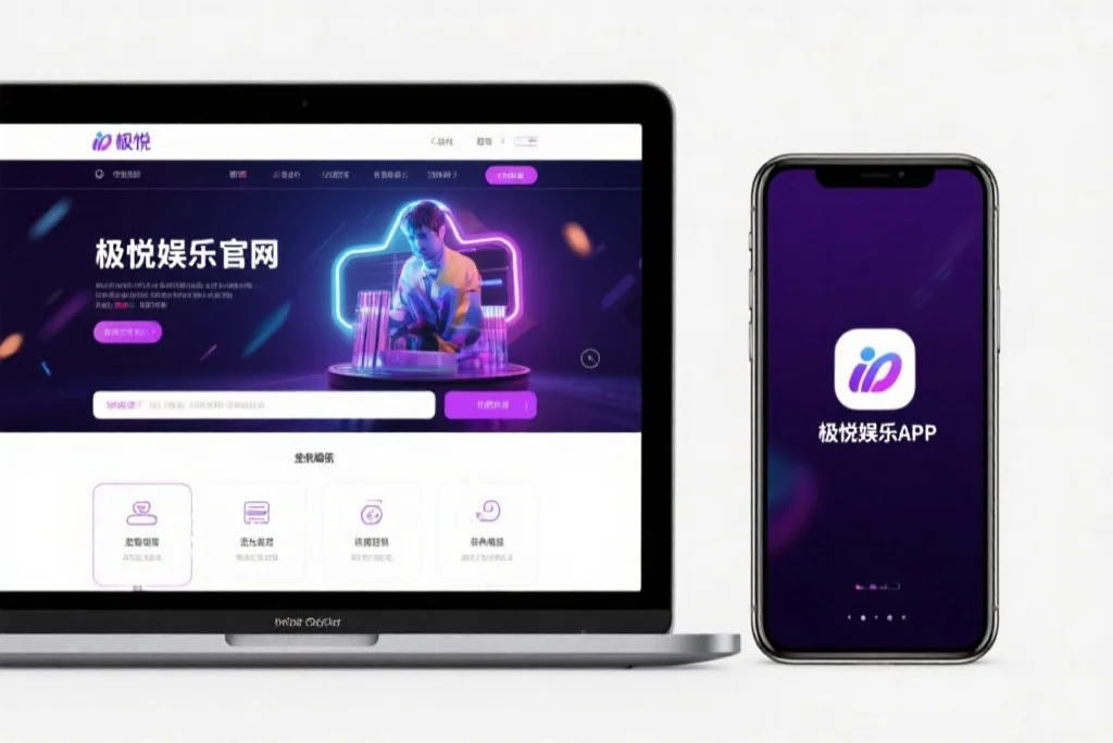 一台笔记本电脑屏幕上显示着双赢2娱乐官网的界面，旁边是一部手机显示着双赢2娱乐APP，两者并列对比